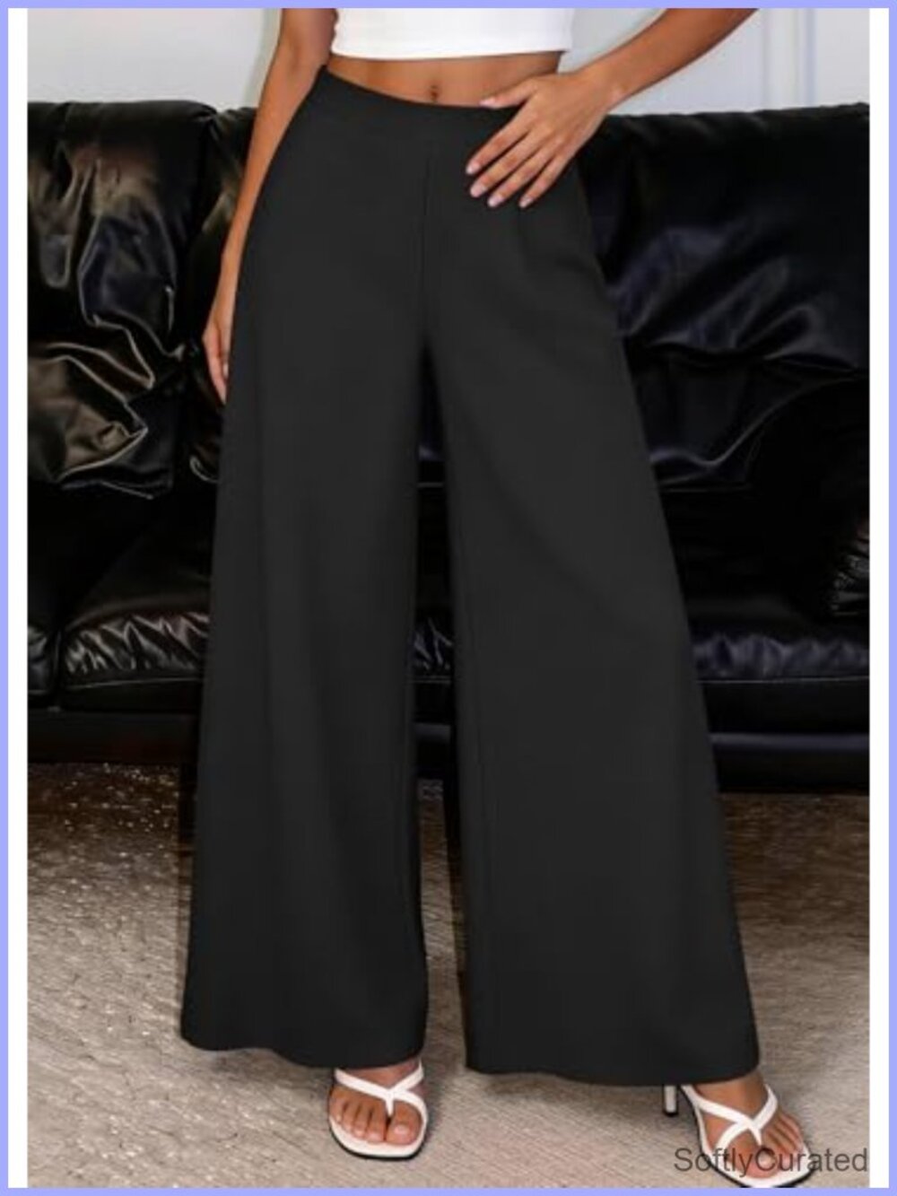 KIRUNDO Women's High Waist Wide Leg Palazzo Pants Pull On Flowy Trousers - Picture 2 of 6